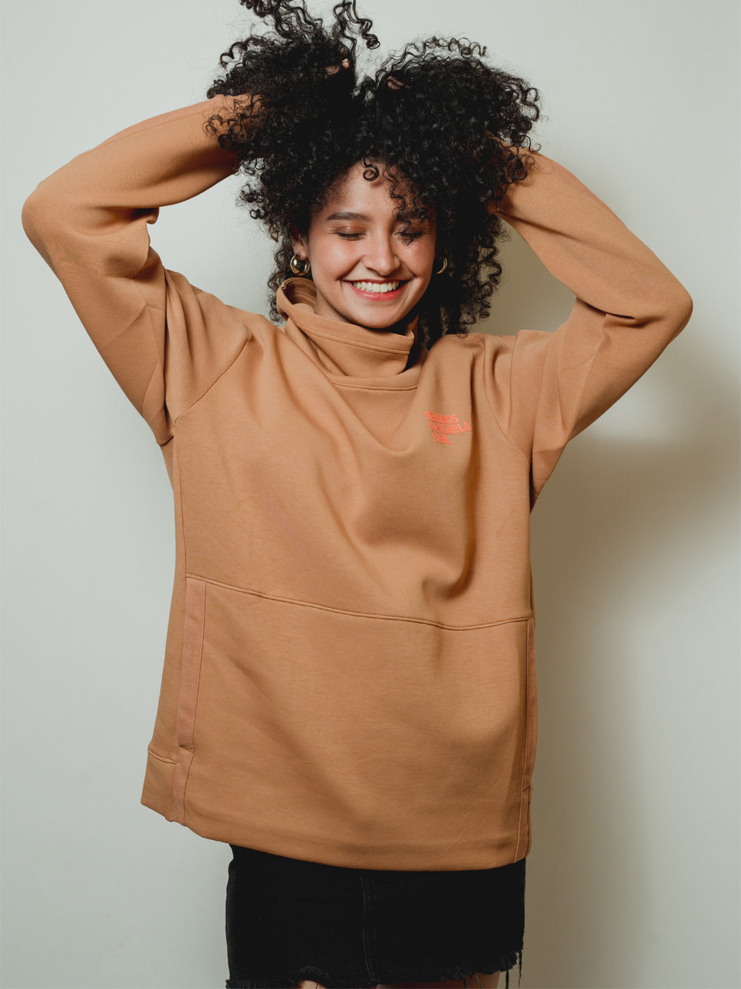 Sudadera Cuello Largo Café