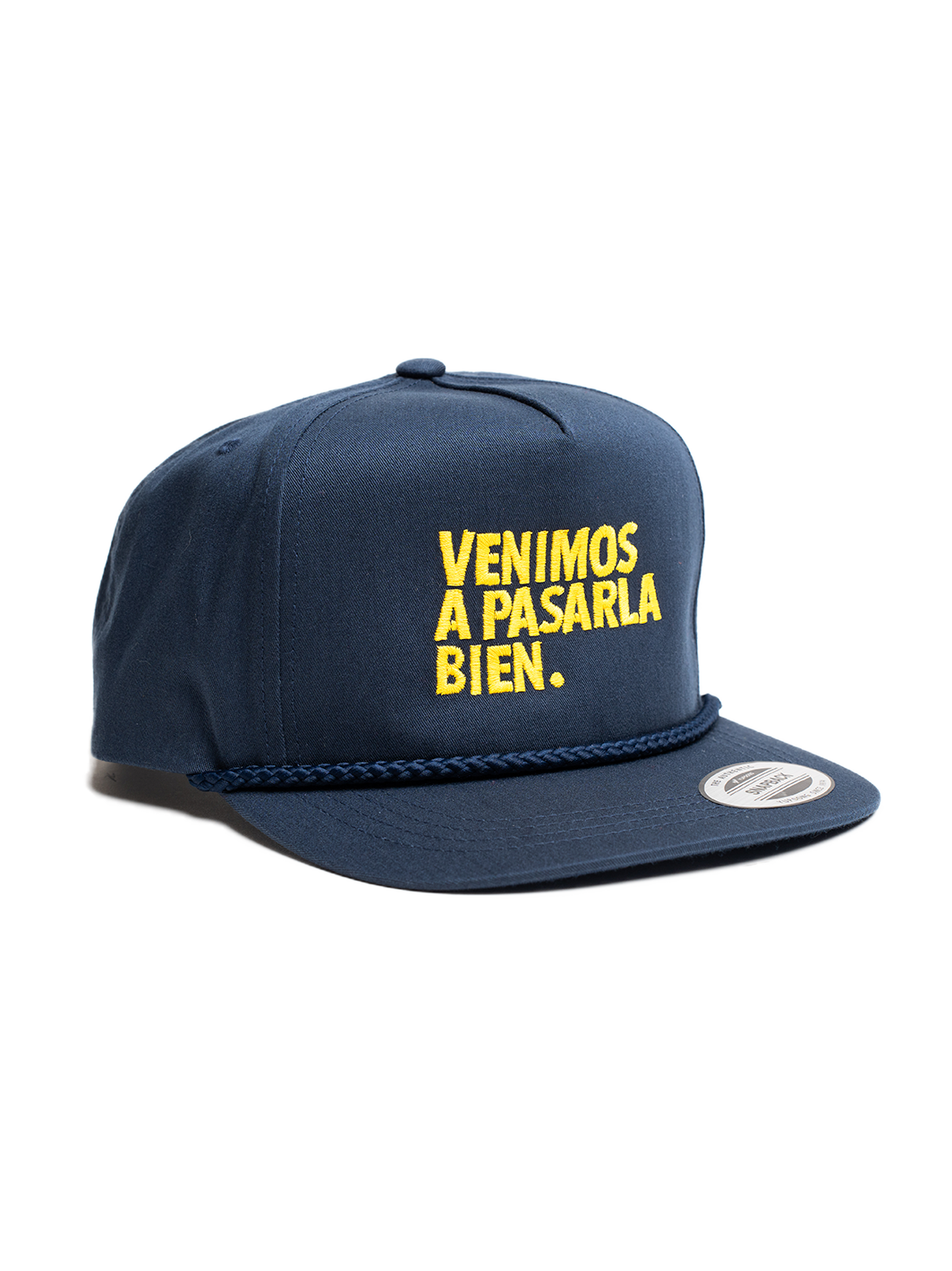Snapback azul con amarillo