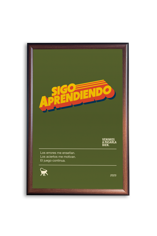 Poster enmarcado sigo aprendiendo verde